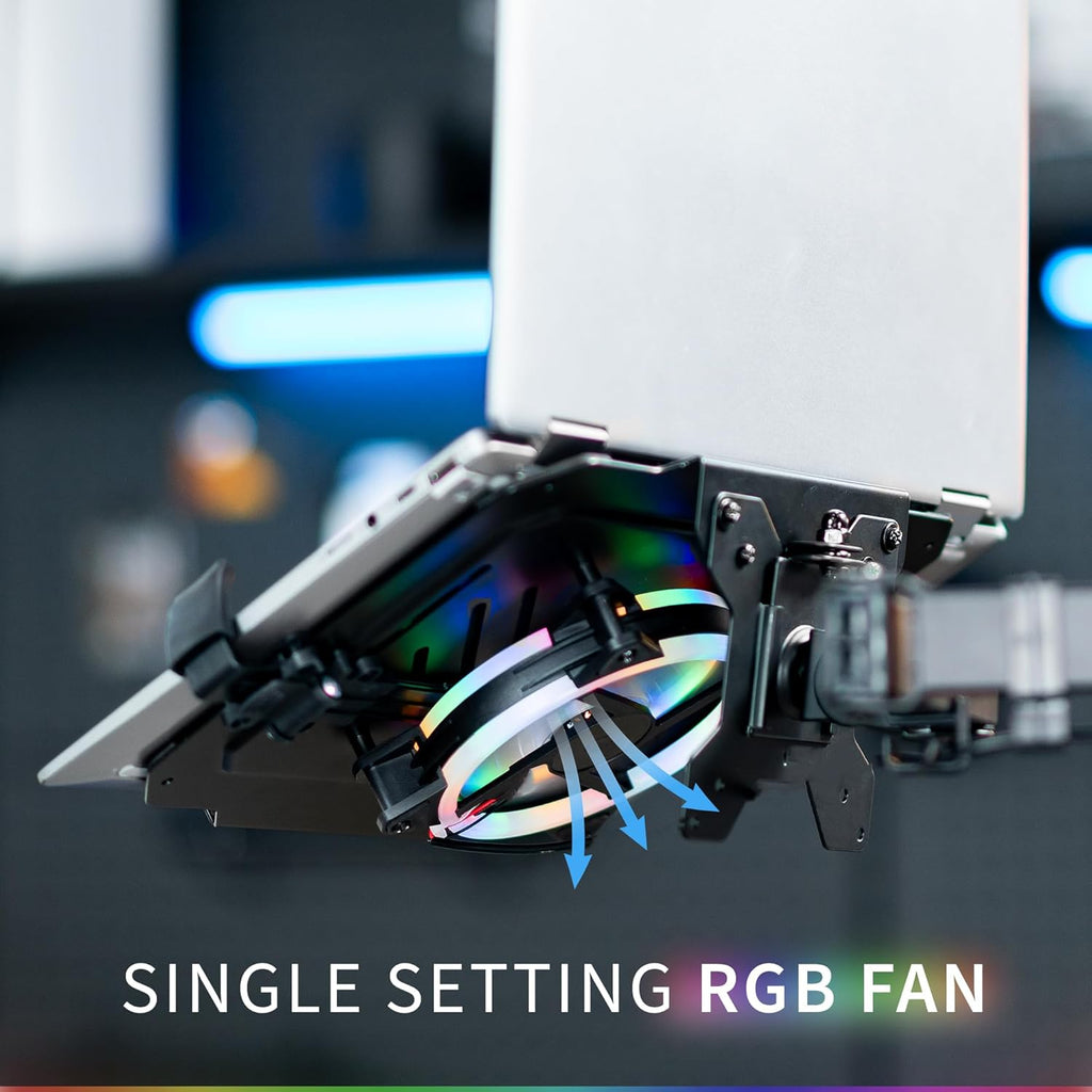 Black Adjustable 12 to 15.6 inch Laptop Desk Mount Stand with RGB Fan E141440