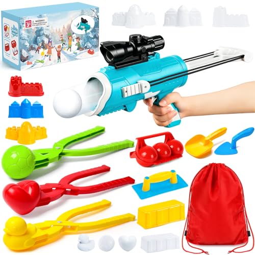 Snowball Maker Kit with Snowball Blaster Launcher, 3 Duck Shaped Clips, Molds, Snow Shovel, Carry Bag G923