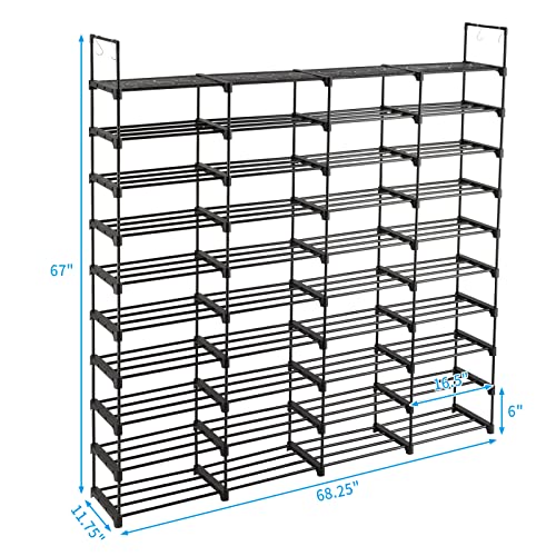 10 Tiers Metal Shoe Rack, Black W978375