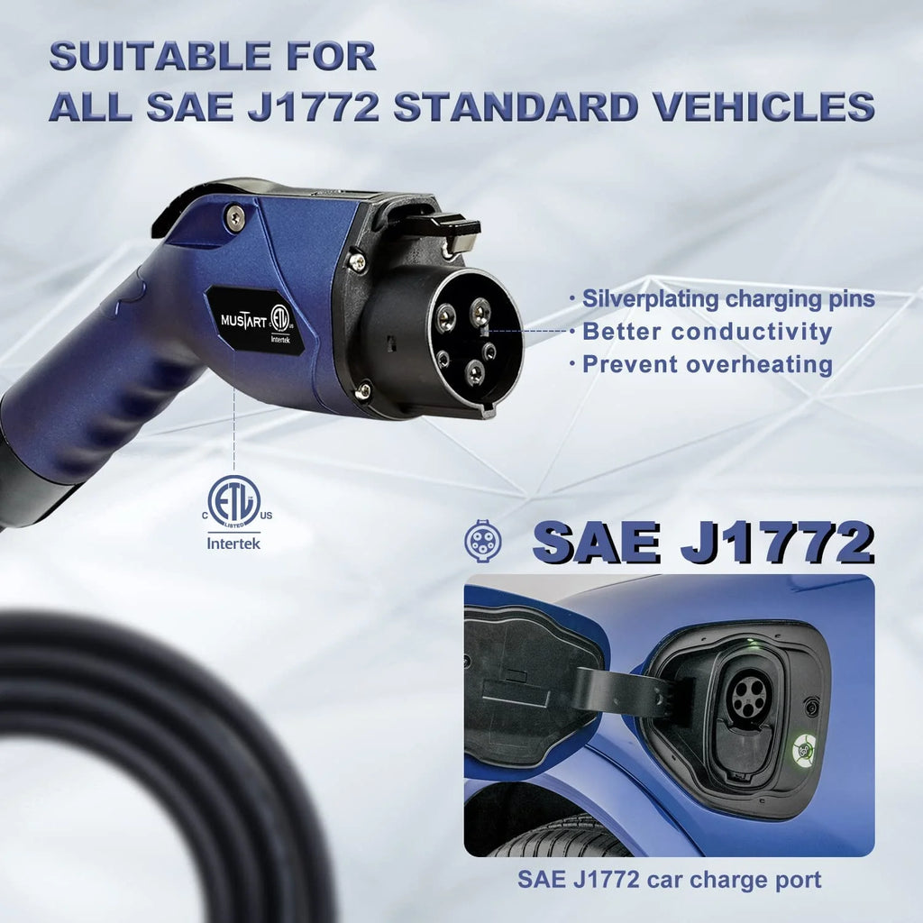 Portable Level 2 EV Charger, 240 Volt, 25ft Cable, 40 Amp Adjustable, NEMA 14-50P U9404