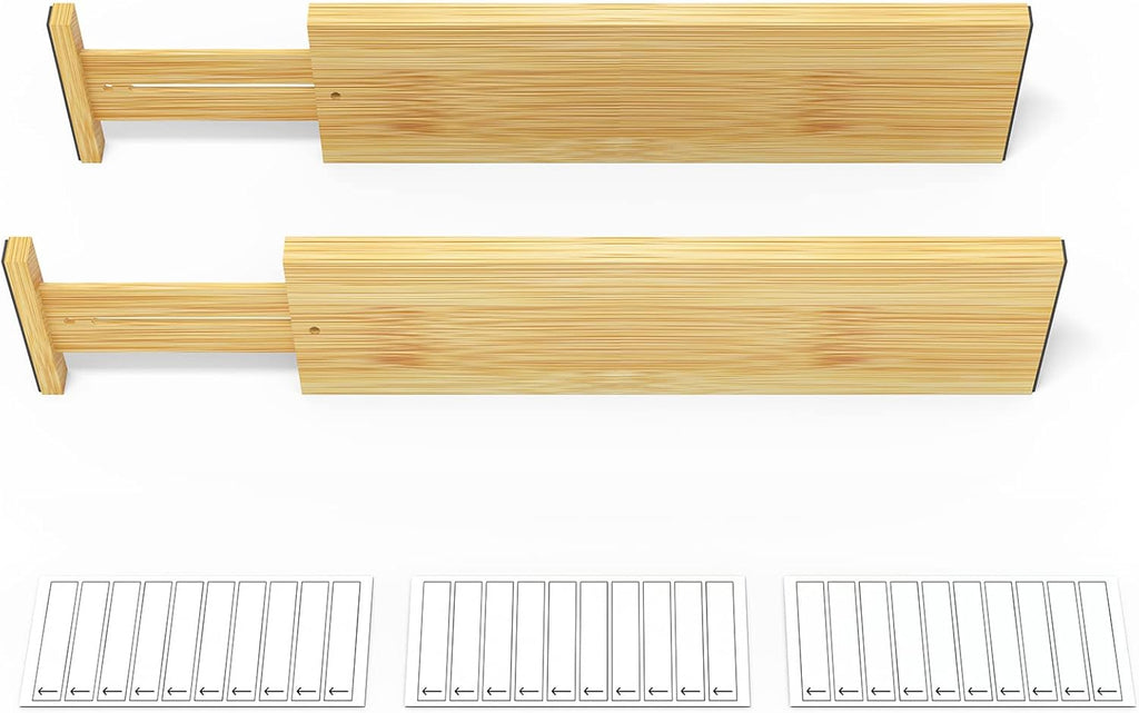 4" High Bamboo Deep Drawer Dividers, Expandable Drawer Organizers, 2 Dividers (17-22 in) Z53573