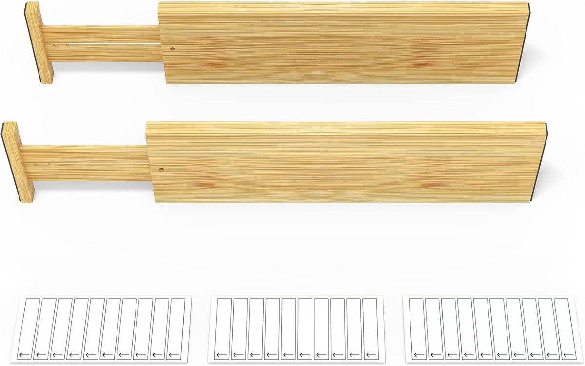 4" High Bamboo Deep Drawer Dividers, Expandable Drawer Organizers, 2 Dividers (17-22 in) Z53573