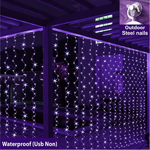2 Pack 300 LED Curtain Fairy Lights with Remote, Warm White O227