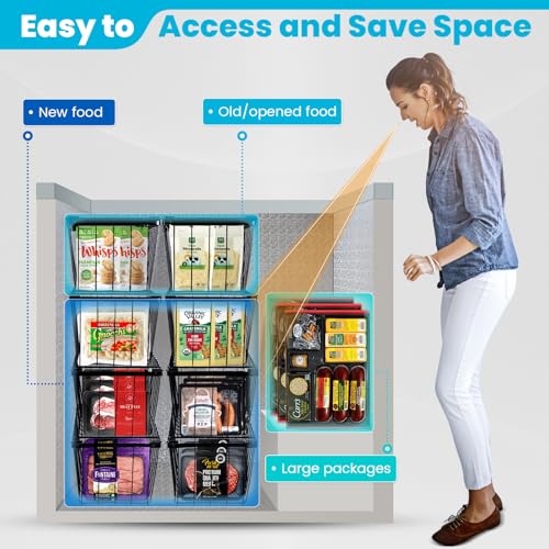 6 Pack Black Freezer Organizer Bins T453568