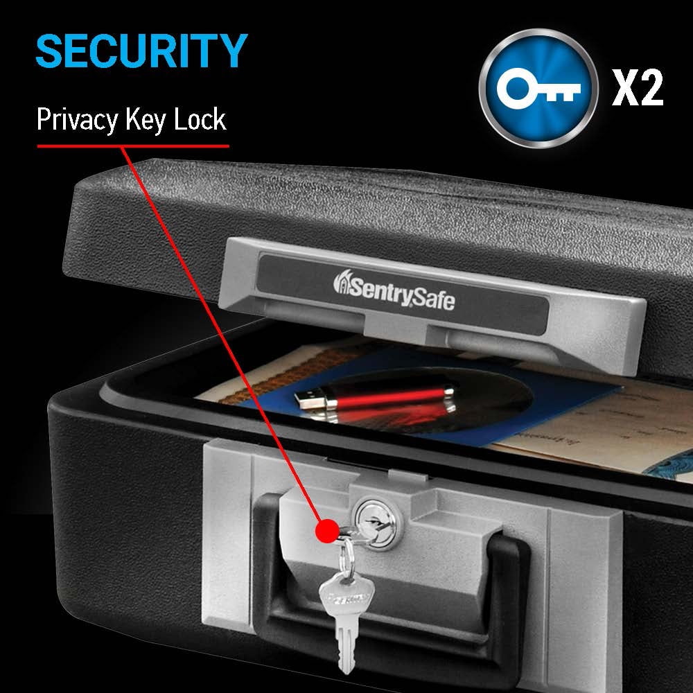 Fire-Resistant Box Safe with Key Lock 0.25 cu. ft., Black W271478