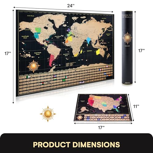 Scratch Off World Map Poster and United States Map with Accessories Set C548