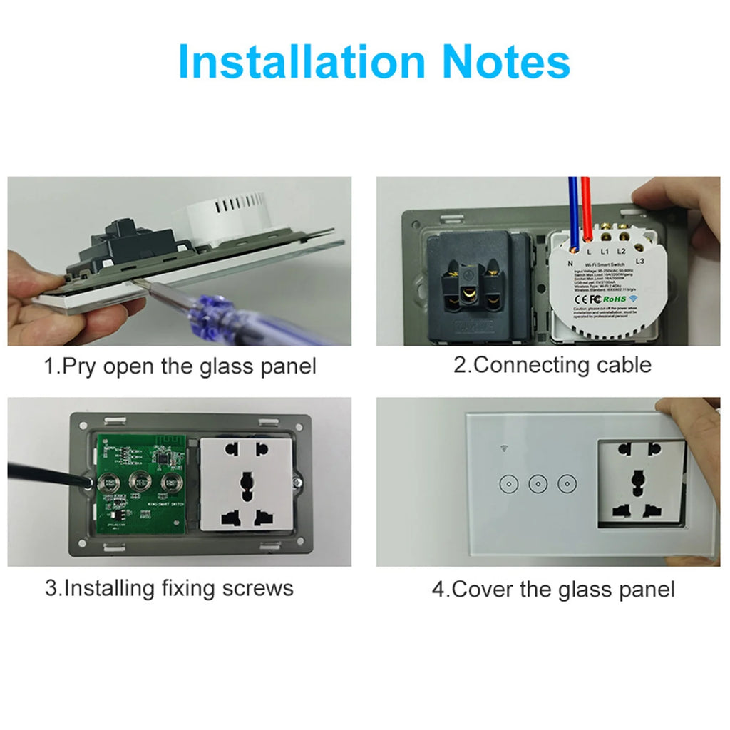 Wi-Fi Smart Wall Outlet With 1 Gang Touch Light Switch A1926
