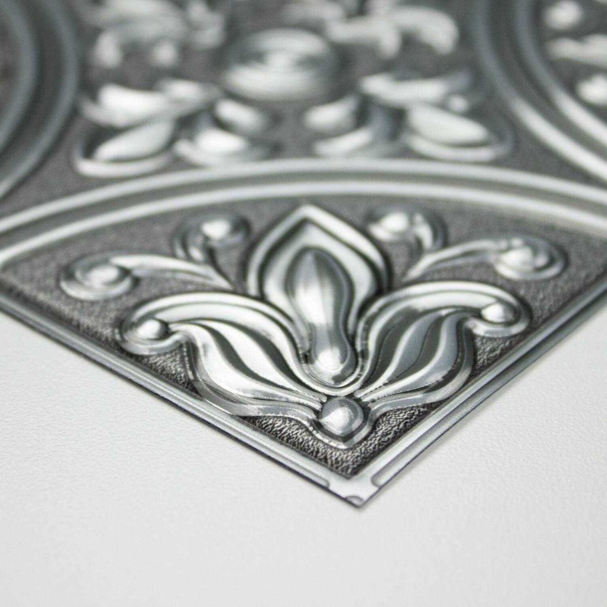 Silver Tin Peel and Stick Tile Backsplash L880307