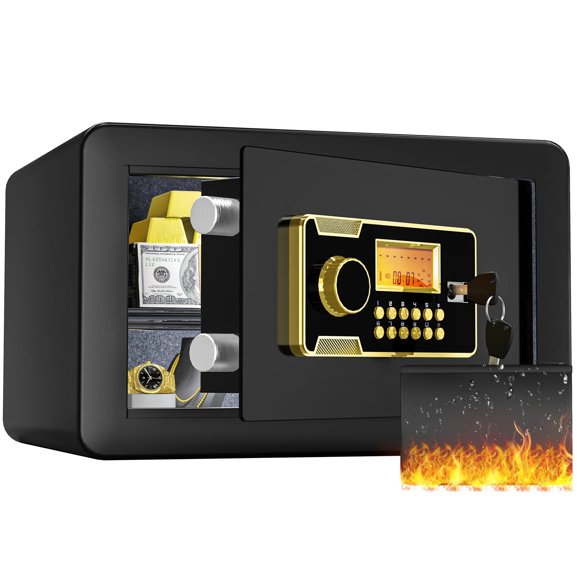 Black 1.5 CU.FT Digital Keypad Security Safe Box A956