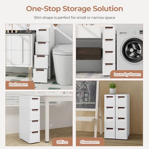 6 Drawers Narrow Plastic Rolling Utility Cart Q7934
