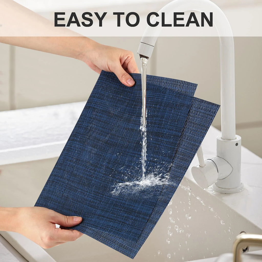 Navy Blue PVC Woven Placemats Set of 4 E5913