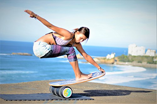 Rocker Balance Board Package with Non-Slip Deck and Roller K40600