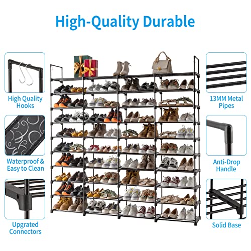 10 Tiers Metal Shoe Rack, Black W978375