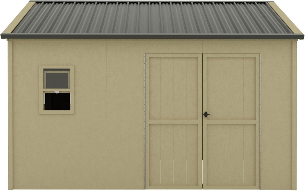 12 ft x 9 ft Outdoor Wood Shed with Metal Roof A52334