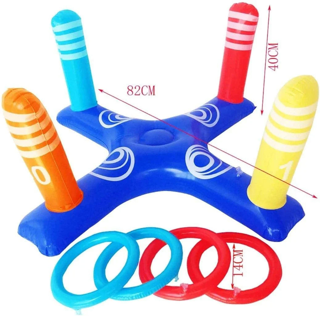 Inflatable Floating Ring Toss Pool Game with 4 Pcs Rings D5642