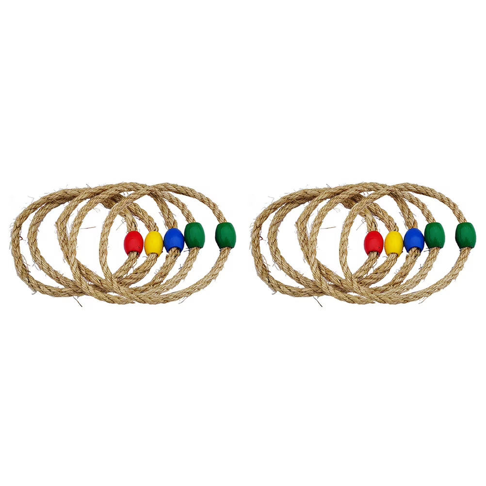 Natural Rope Ring Toss Game Toy Wooden Educational Playthings I343