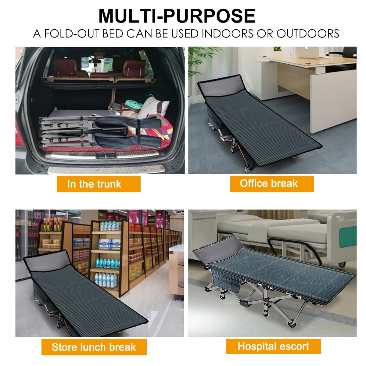 Folding Camping Bed with Mattress & Carry Bag, Heavy Duty Sleeping Cot with 4D Pillow I6398