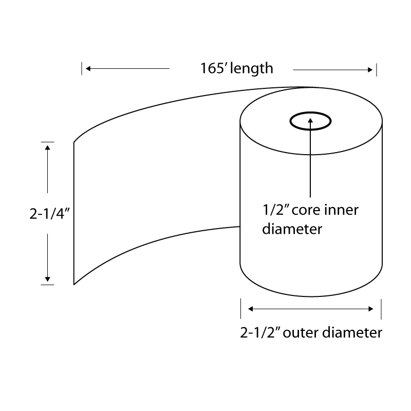 2-1/4x22 x 165 1-Ply Thermal Paper POS Rolls (Carton of 30 Rolls) K7367