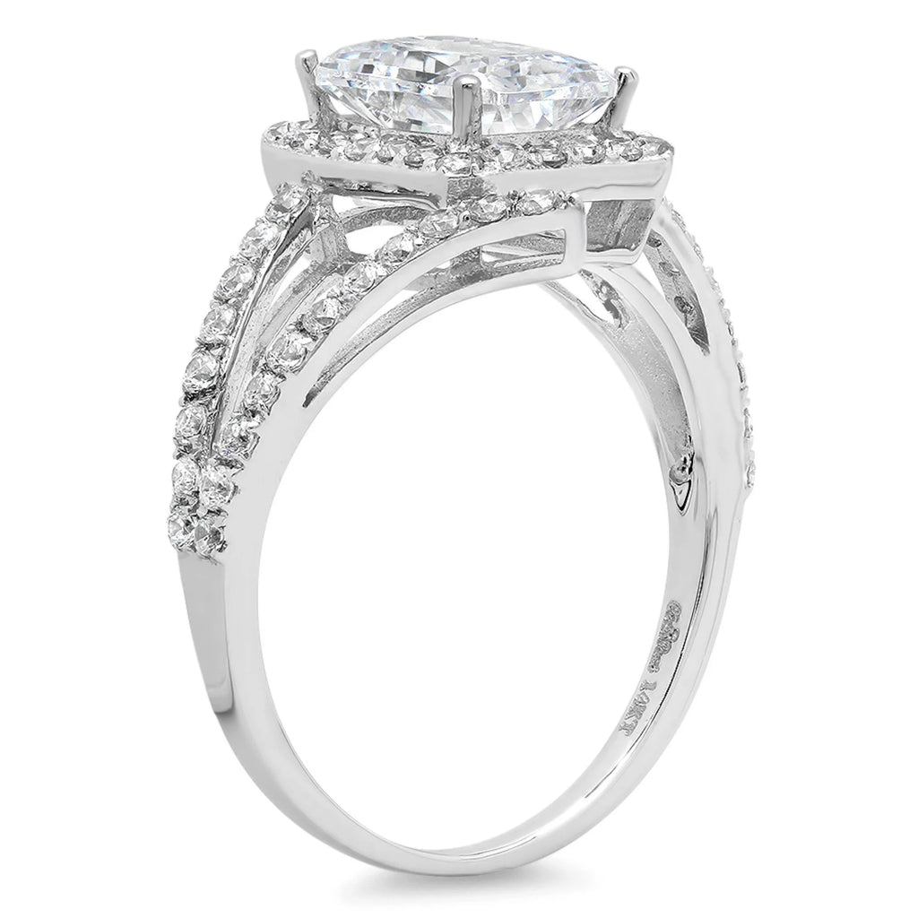 Emerald Cut Simulated Diamond Halo Ring H6869