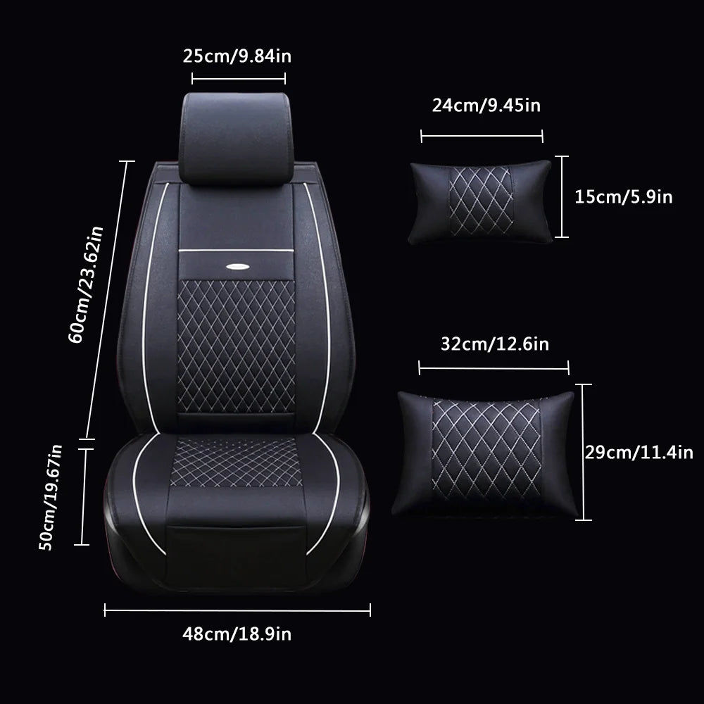 Deluxe Leather 5-Seats Front and Rear Full Set Car Seat Covers J3592