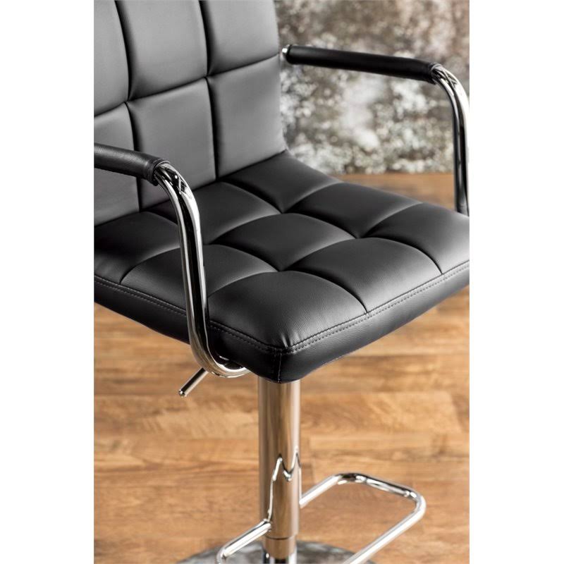 Black Leather Adjustable Bar Stool R602