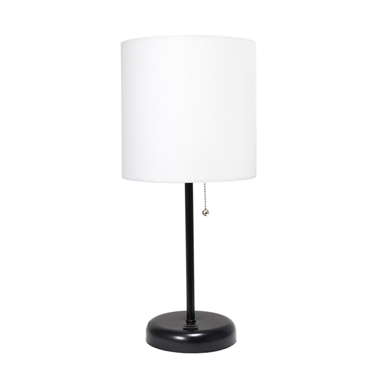 Black Stick Lamp with Fabric Shade A824