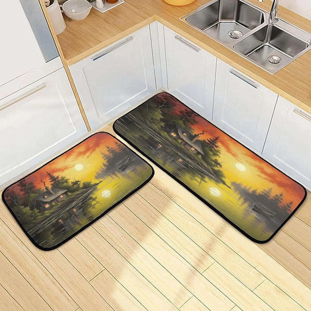 Kitchen Rug Set of 2, Non Slip Washable Anti-Fatigue Floor Mat L70514