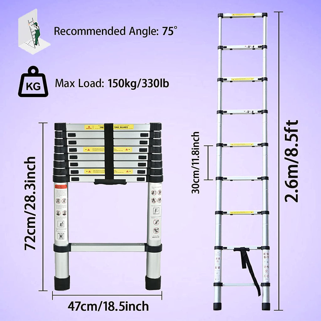 Telescoping Aluminum Extension Ladder 8.5FT X472753