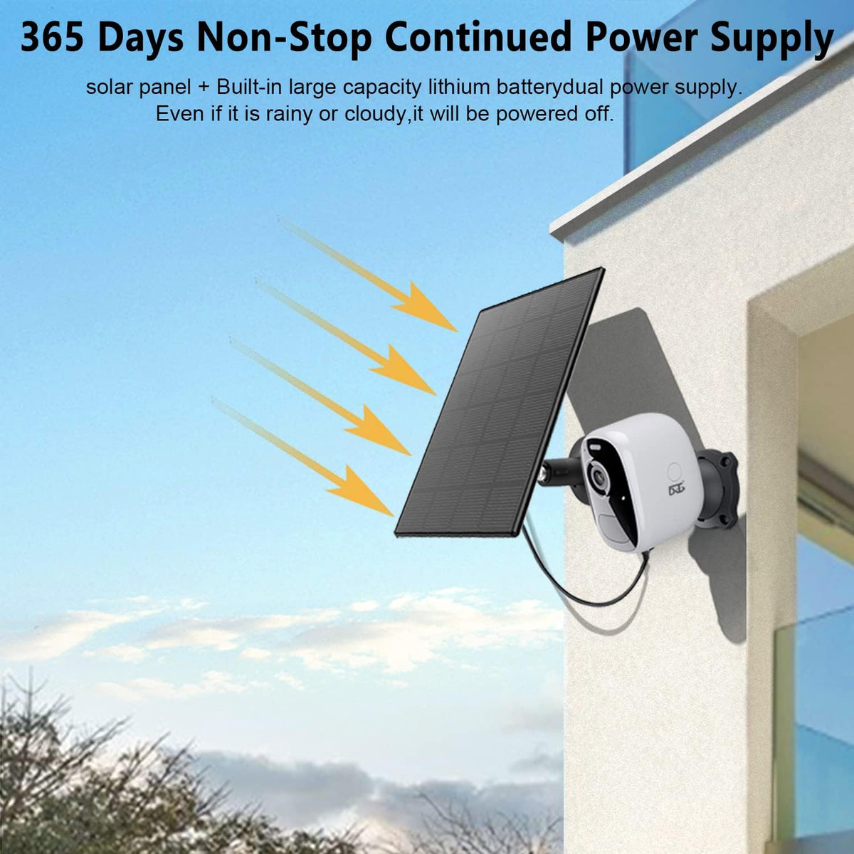 Wireless Outdoor Security Camera with Solar Panel, 1080P Color Night Vision, PIR Motion Sensor, Siren Alarm, 2-Way Audio, Waterproof A57826