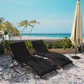 Black 3 Piece Rattan Patio Lounge Chair Set T970