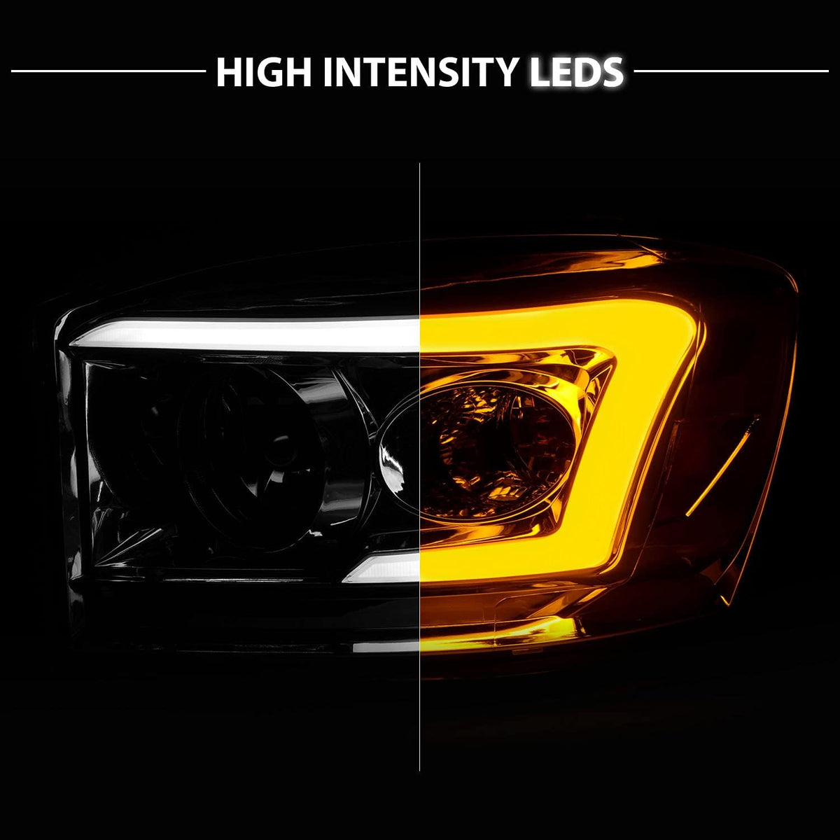 Chrome LED Tube Replacement Headlights for Ram Truck 1500 2500 3500 U10277