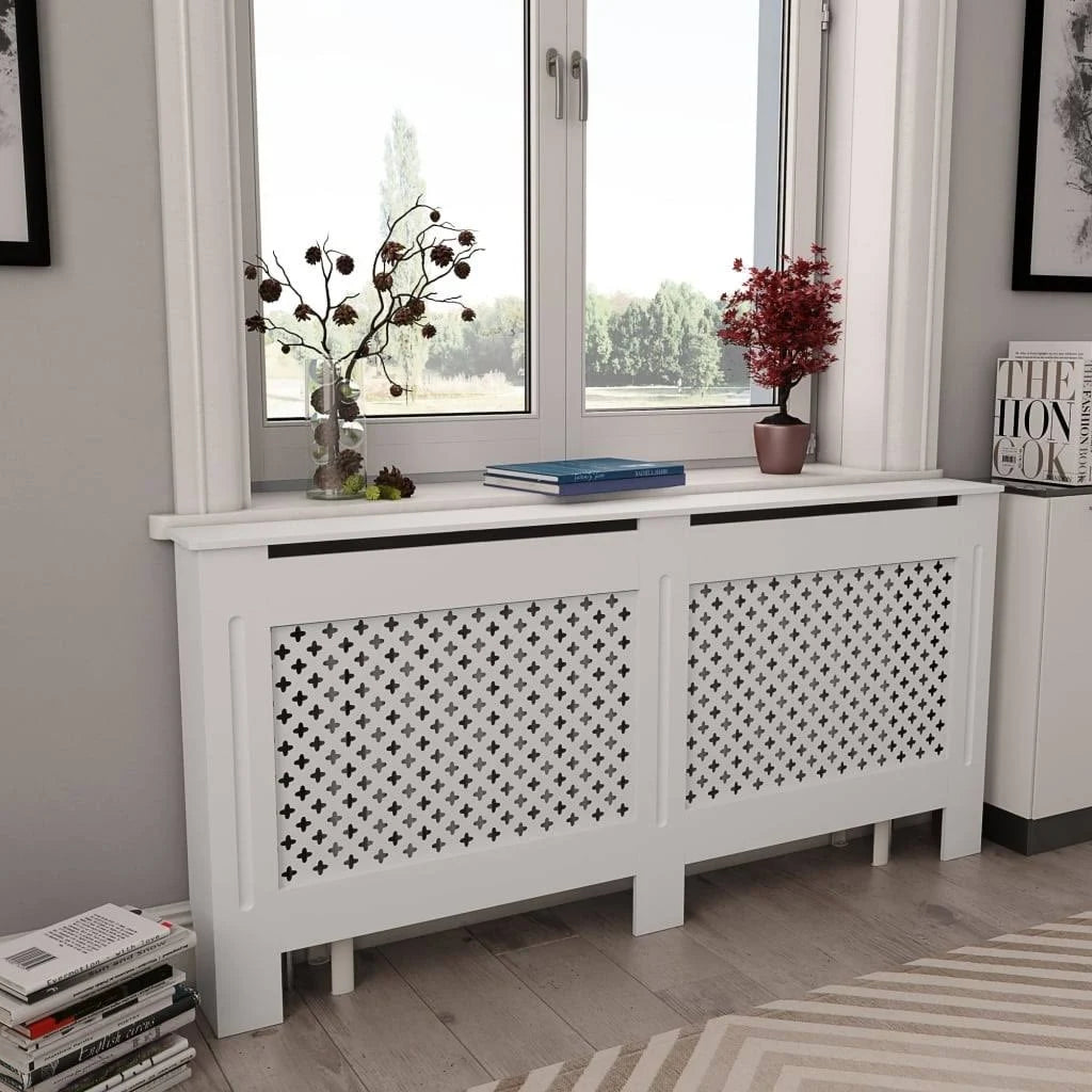White 2 Pcs MDF Radiator Covers D903