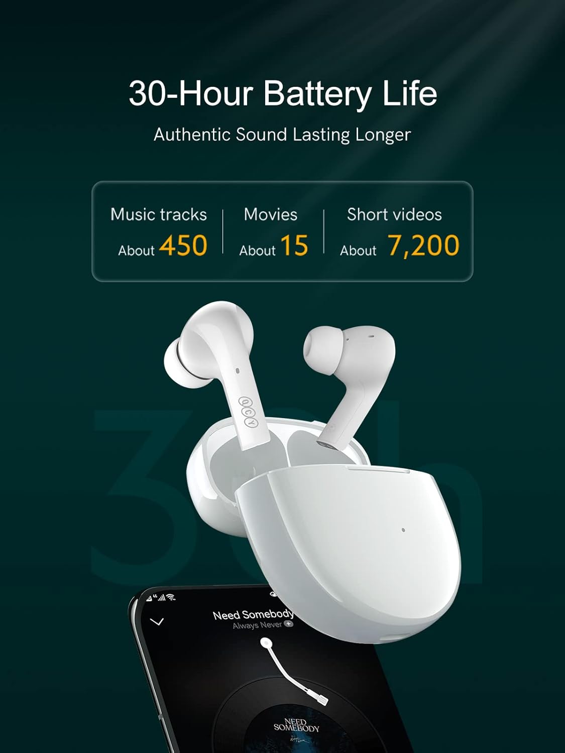 Wireless Earbuds T18 in Ear Bluetooth 5.2 Stereo Earphones, 30H Playtime Pack of 2 L2803