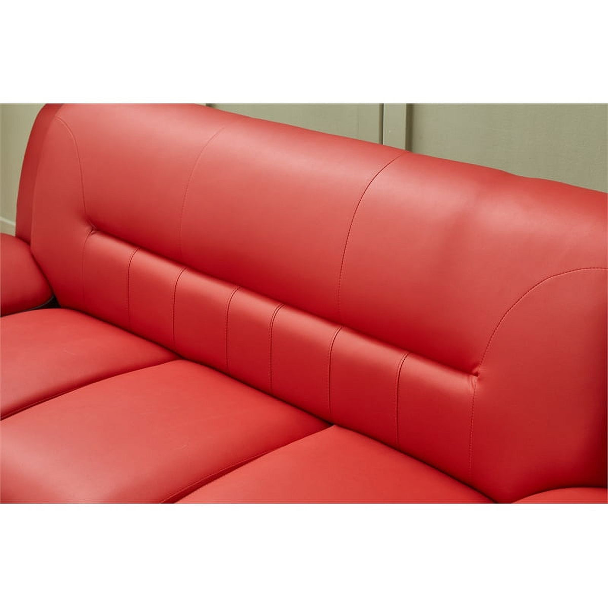Black/Red Faux Leather Sofa with Pillow Armrests G6000