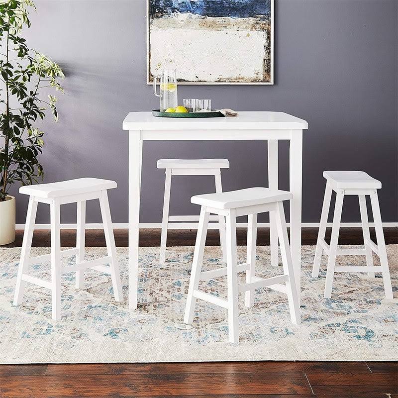 White Wooden Counter Height Table Set with 4 Chairs A200149