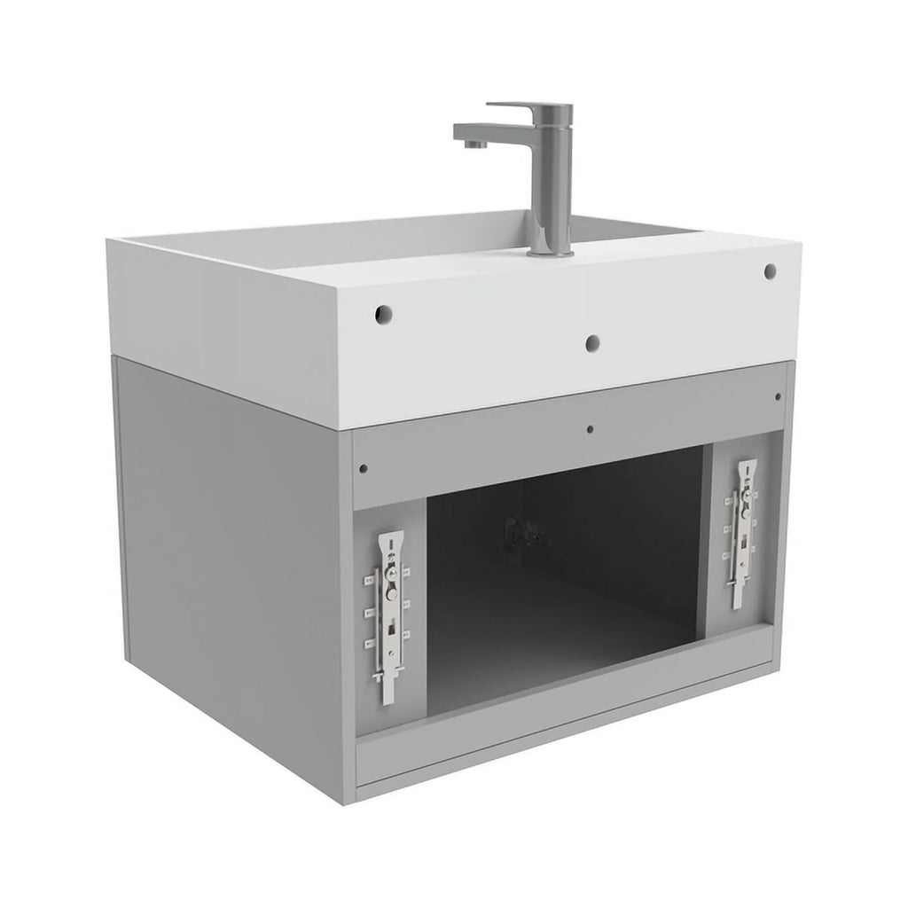 Gray Wood Floating Vanity with White Top T960412