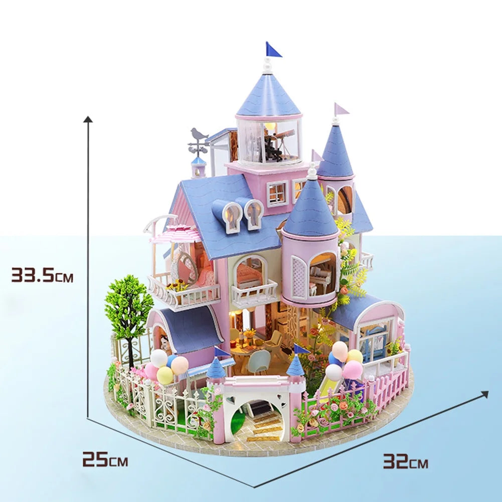 Miniature 3D Wooden Dollhouse Kit with LED C36596