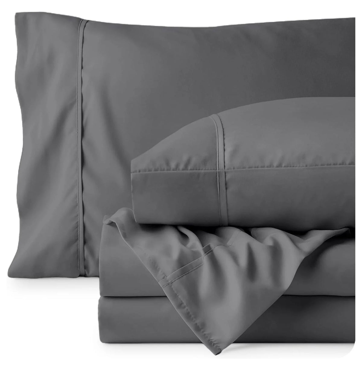 Full XL 4 Piece Microfiber Bed Sheets with Pillowcases, Grey E6540