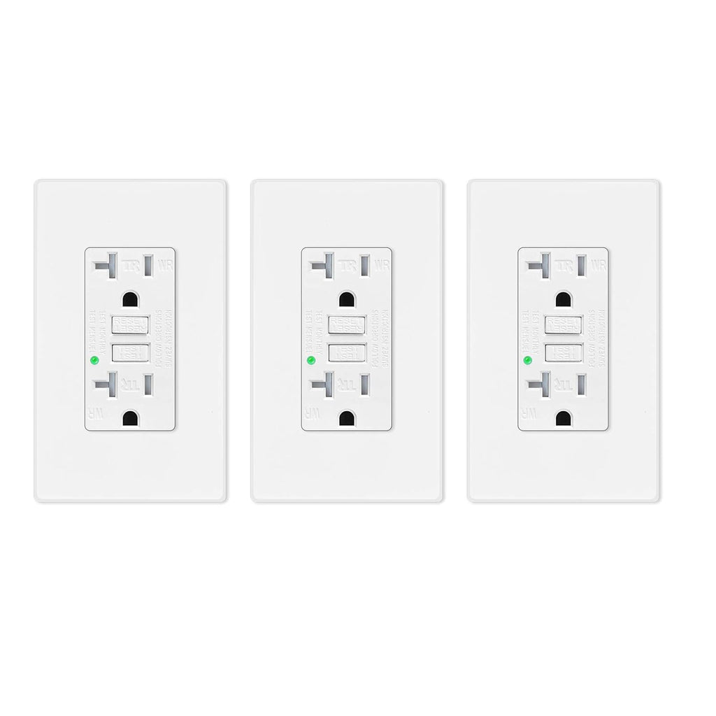 20 Amp GFCI Outlet, Tamper Resistant, Weather Resistant, Glossy White C956423