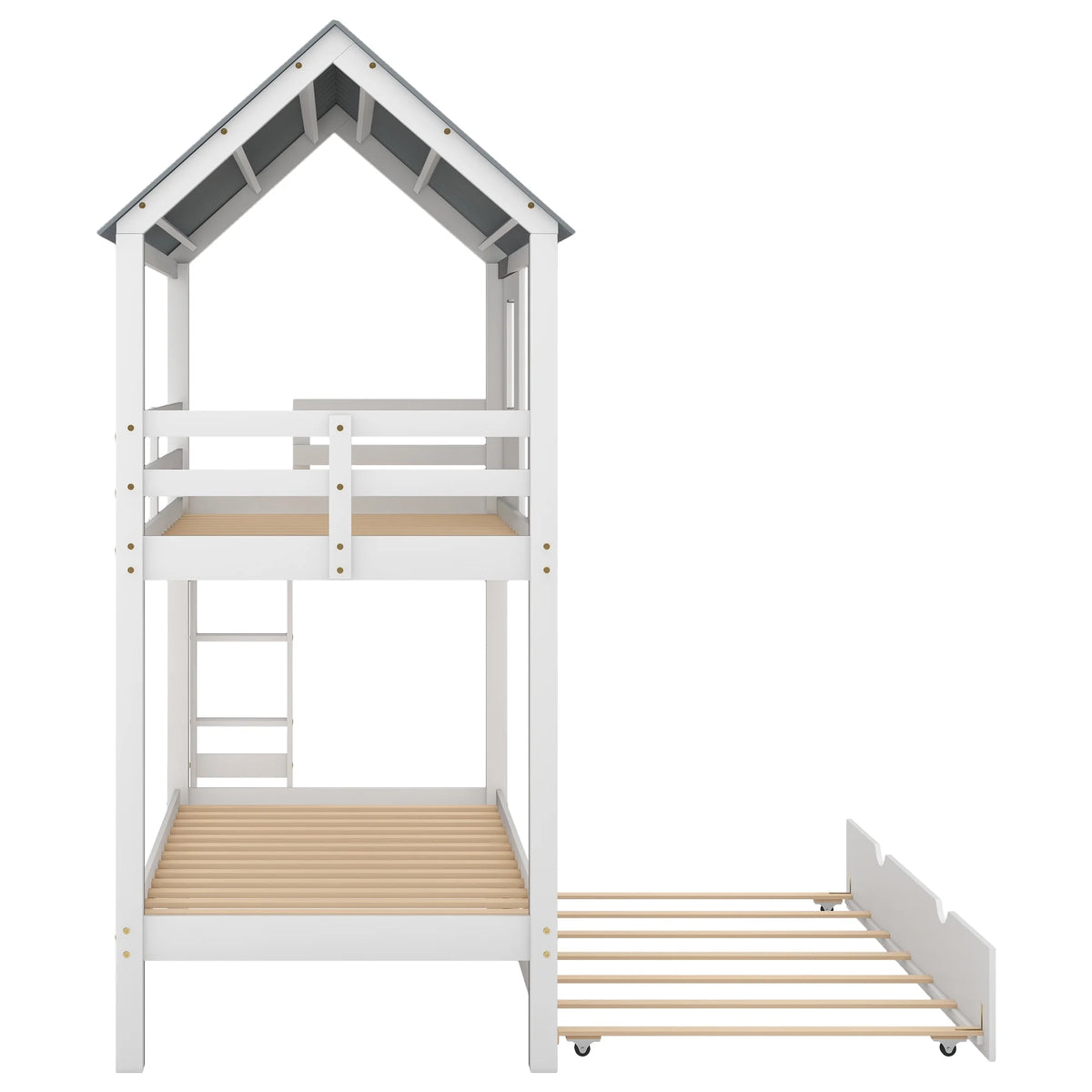 Twin Size House Bunk Bed with Trundle A980075