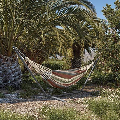 Heather Fern Green Stripe Hammock with Steel Stand P2619