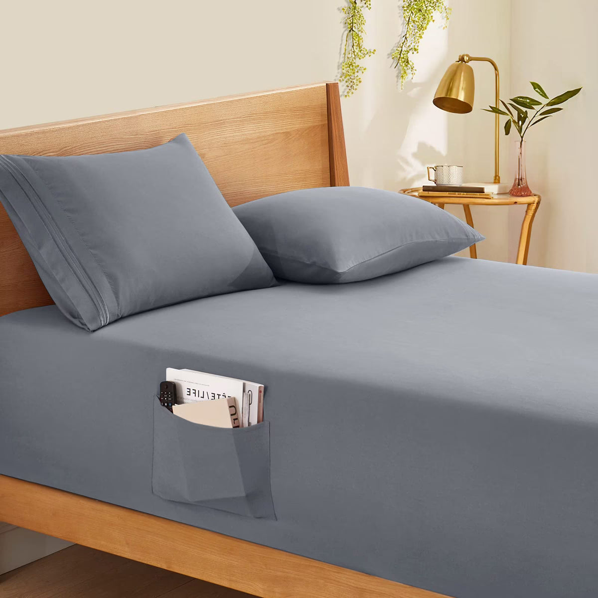 Gray 1800 Thread Count Microfiber King Fitted Sheet with Deep Pocket U299