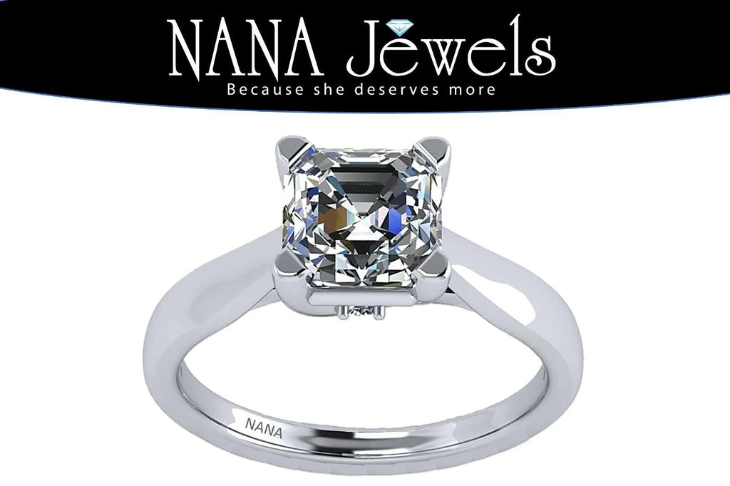 1.50ct Asscher Solitaire Silver CZ Engagement Ring J406