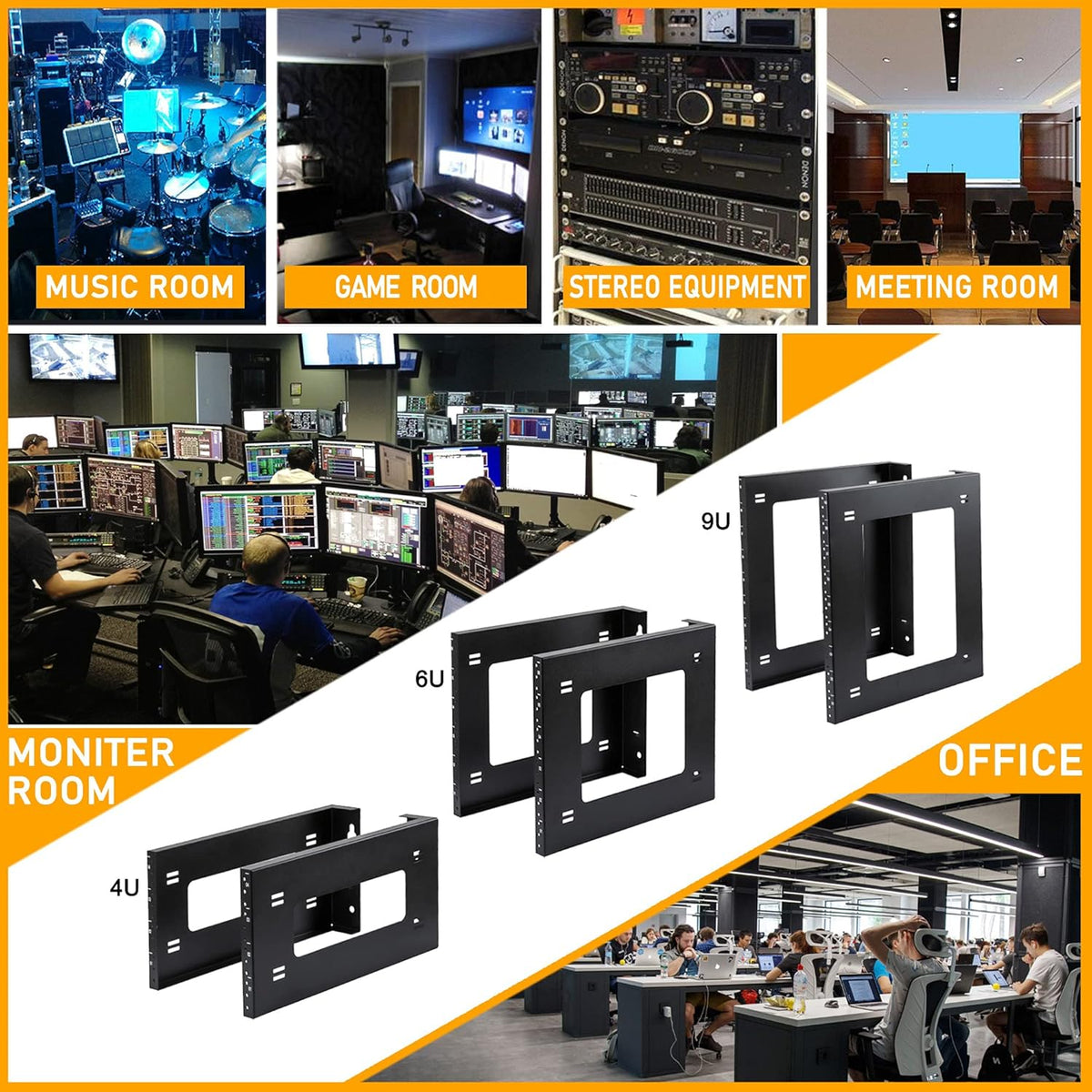 9U Open Frame Rack Wall Mount & Desktop Mount, Pack of 2 P991