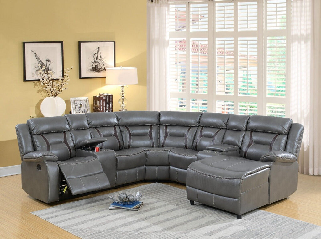 Gray Gel Leatherette 5pc Sectional Sofa Set D18258