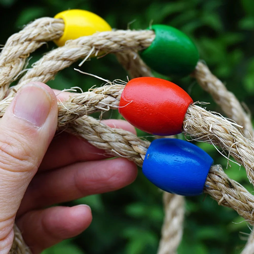 Natural Rope Ring Toss Game Toy Wooden Educational Playthings I343