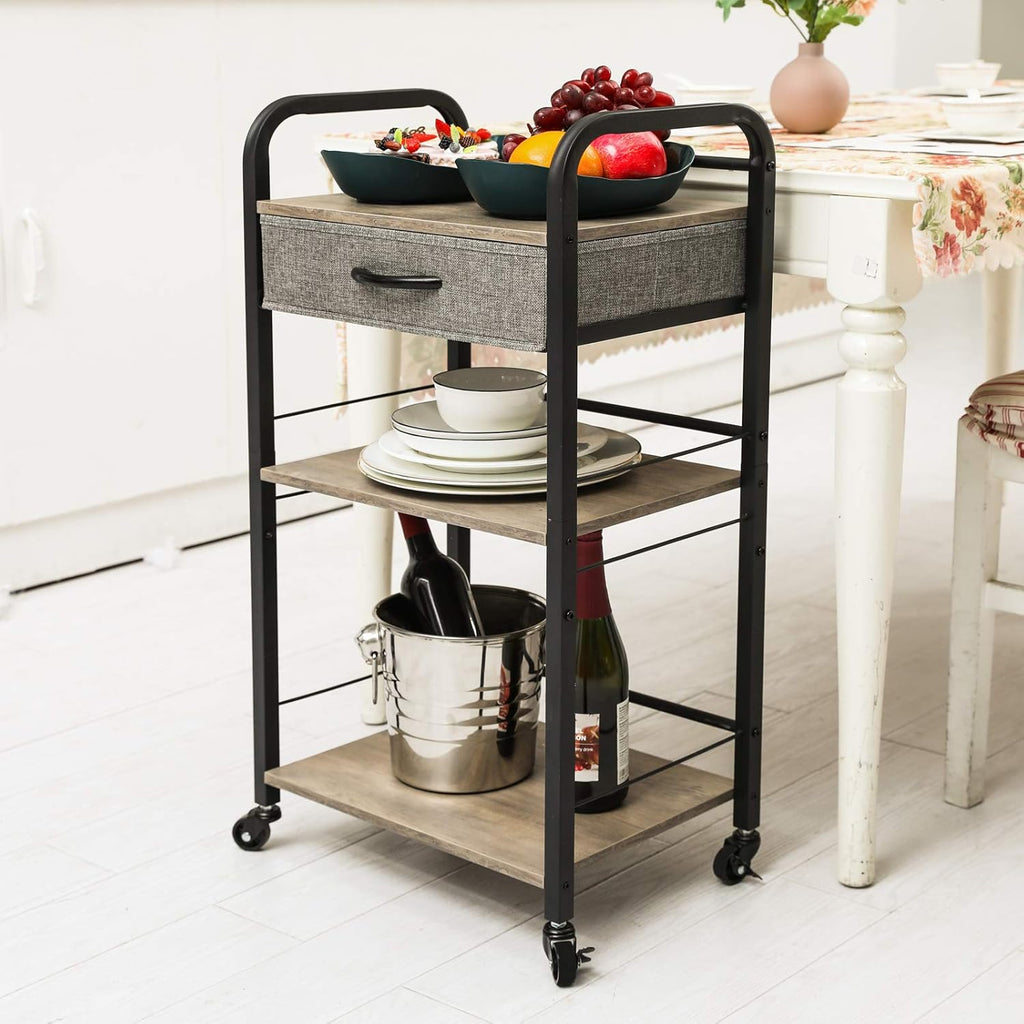 3 Tier Rolling Utility Cart with Drawer L1139