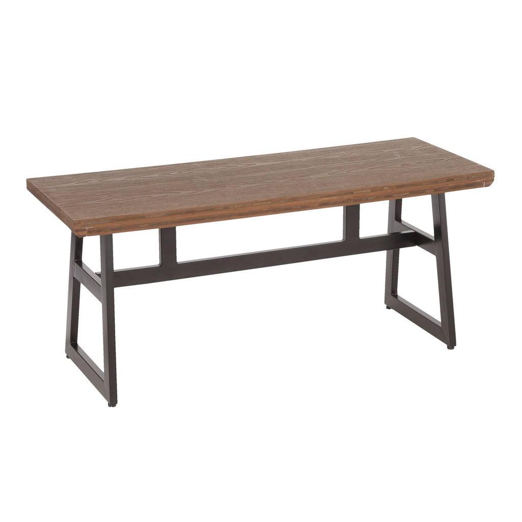Black/Brown Metal and Wood Industrial Bench Z435