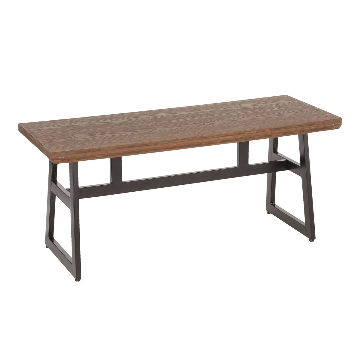 Black/Brown Metal and Wood Industrial Bench Z435