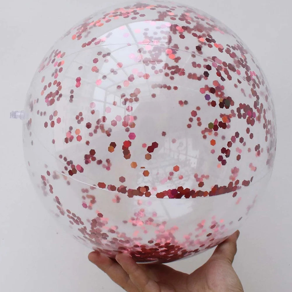 Rose Golden Glitter Beach Ball 4 Pcs Set with Pump B245